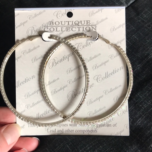 Jewelry - FINAL 💰 3.25 Inch CZ Diamond Hoops NWT